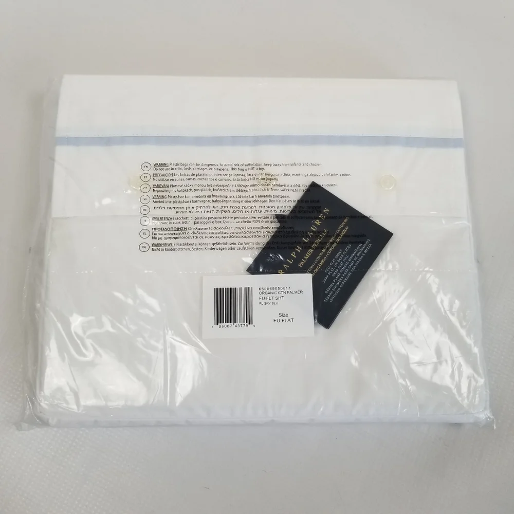 Ralph Lauren Organic Cotton Palmer Percale Full Flat Sheet New